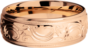 14K Rose gold band with scroll MJBA pattern