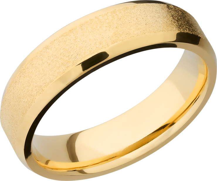 14K Yellow gold 6mm beveled band