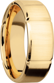 14K Yellow gold 8mm beveled band with six segmented sections