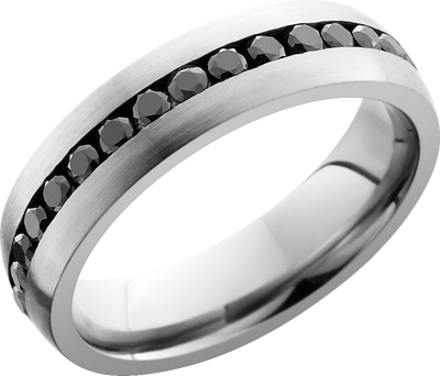 Titanium 6mm domed band with .04ct channel-set eternity black diamonds