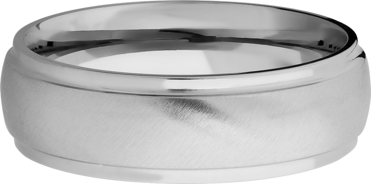 Titanium 7mm domed band with grooved edges