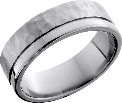 Titanium 7mm flat band with an off-center .5mm groove