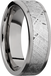 Titanium 7mm flat band with an inlay of authentic Gibeon Meteorite