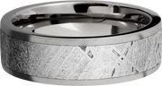 Titanium 7mm flat band with an inlay of authentic Gibeon Meteorite