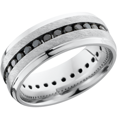 Titanium 8mm beveled band with .04ct channel-set eternity black diamonds