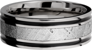 Titanium 8mm flat band with an inlay of authentic Gibeon Meteorite