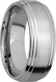 Titanium 8mm flat band with two stepped edges
