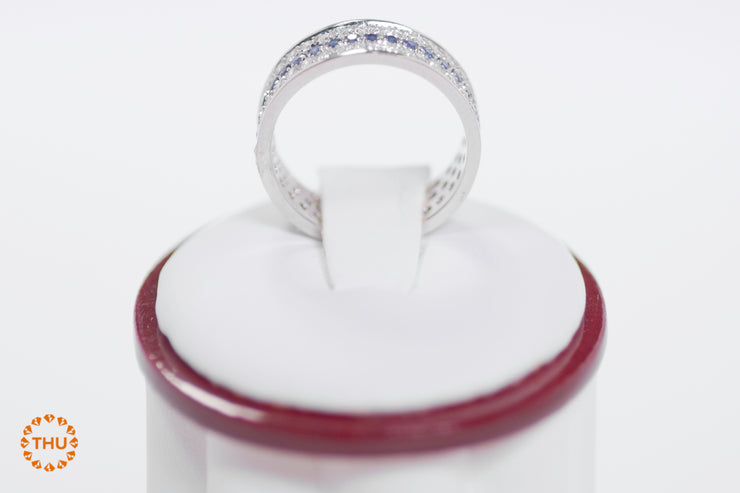 18K White Gold 3 Rows Pave Eternity