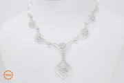 18K White Gold Daisy Flower Pear Shape Bridal Diamond Collier Necklace