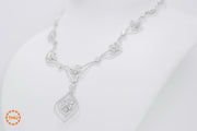 18K White Gold Daisy Flower Pear Shape Bridal Diamond Collier Necklace