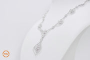 18K White Gold Daisy Flower Pear Shape Bridal Diamond Collier Necklace