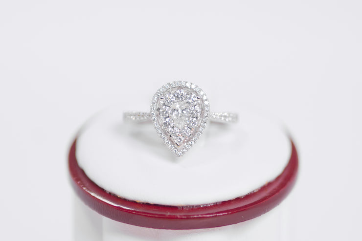 Halo Pear Shape Clustered Diamond Ring