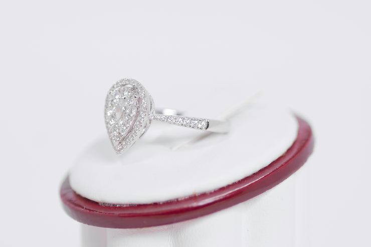 Halo Pear Shape Clustered Diamond Ring