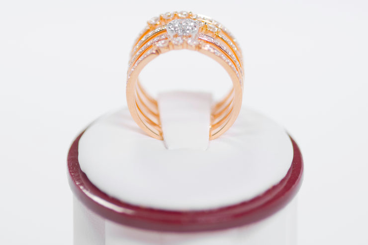 4 Rows Cocktail Diamond Ring