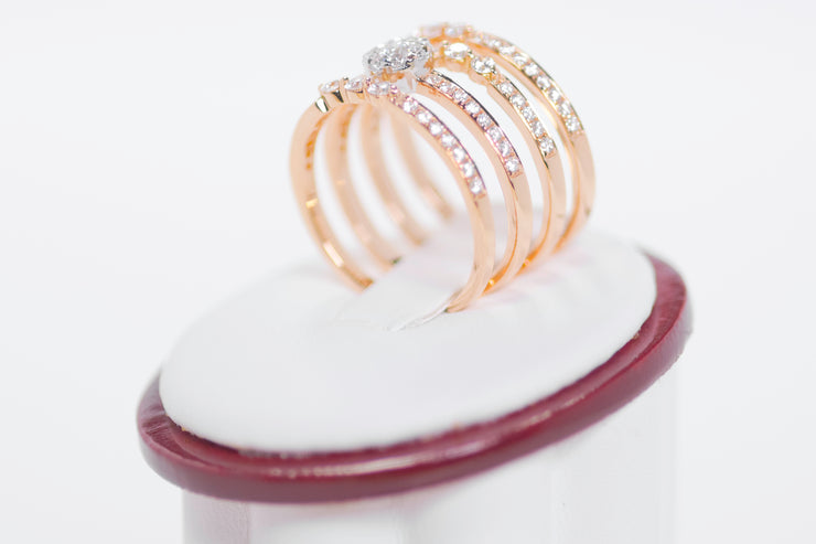 4 Rows Cocktail Diamond Ring
