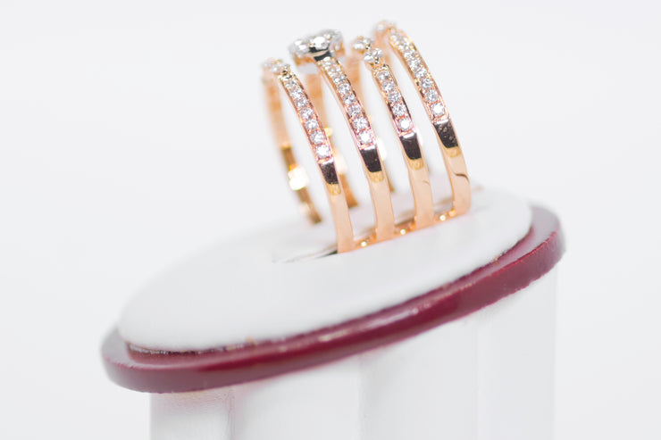 4 Rows Cocktail Diamond Ring