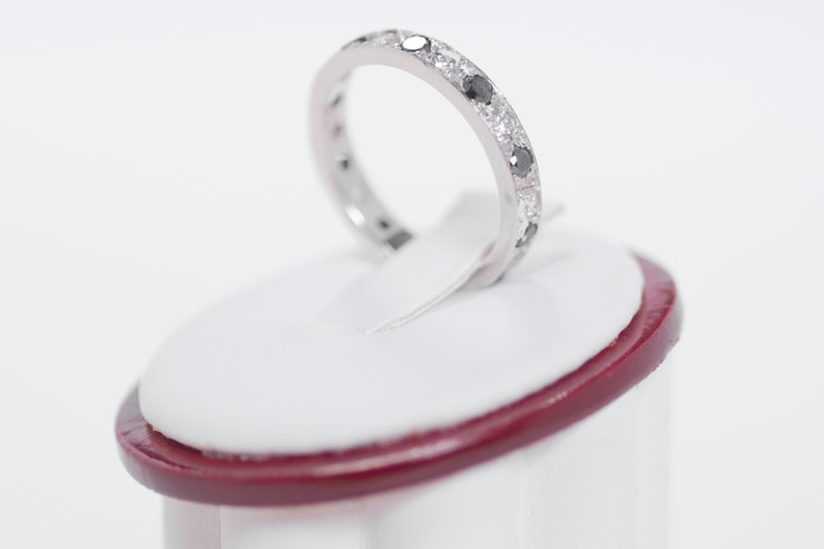 Eternity Pave Black And White Diamond Cocktail Ring