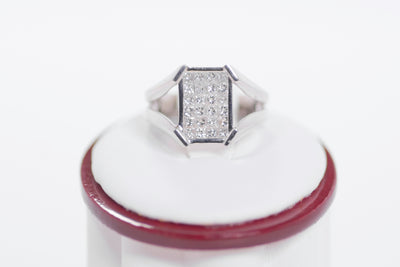 Princess Cut Invisible Setting Diamond Ring 18K White Gold