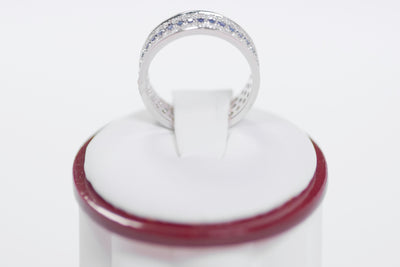 Eternity Sapphire Colorstone And Round Diamond Ring