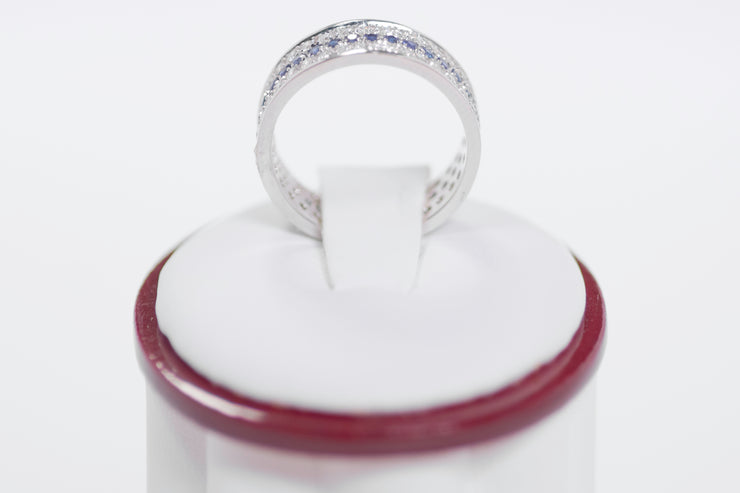 Eternity Sapphire Colorstone And Round Diamond Ring