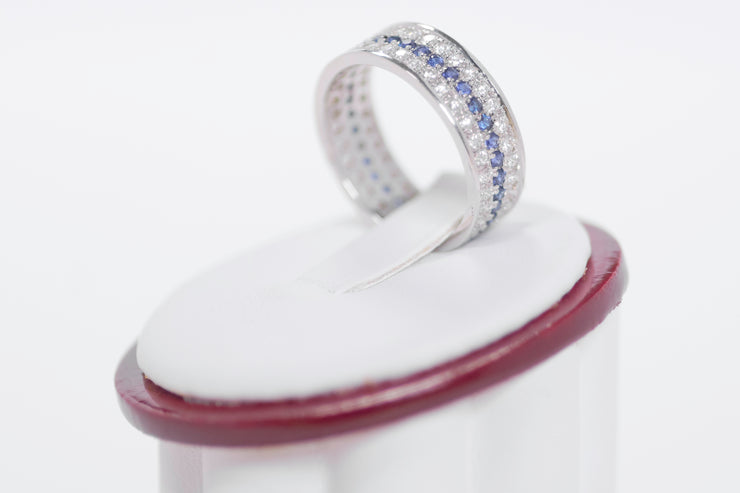 Eternity Sapphire Colorstone And Round Diamond Ring