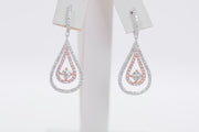 Double Halo Pear Shape Diamond Drop Earring