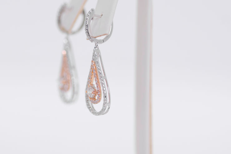 Double Halo Pear Shape Diamond Drop Earring