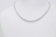 Classic Three Prong Tennis Necklace With 92 Round Brilliant Diamonds