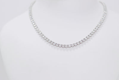 Classic Three Prong Tennis Necklace With 92 Round Brilliant Diamonds