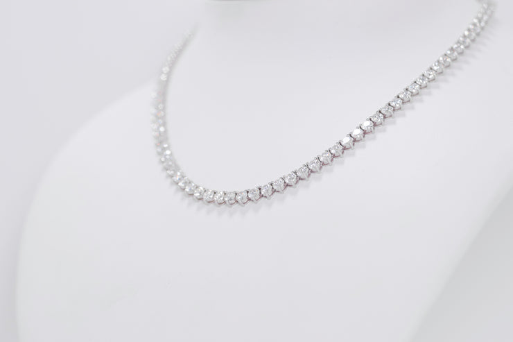 Classic Three Prong Tennis Necklace With 92 Round Brilliant Diamonds
