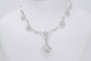 Daisy Floral Pear Shape And Round Diamond Bridal Necklace