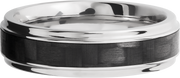 Titanium 6mm flat band with grooved edges and a 3mm inlay of black Carbon Fiber