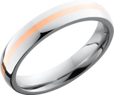 Cobalt chrome 4mm domed band with a 1mm inlay of 14K Rose Gold