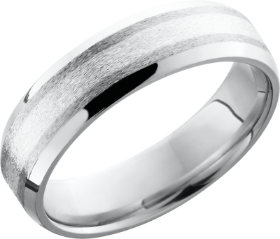 Cobalt chrome 6mm beveled band with a 2mm inlay of Sterling Silver