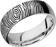 Cobalt chrome 7mm domed band with laser-carved fingerprint