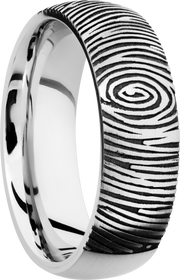 Cobalt chrome 7mm domed band with laser-carved fingerprint