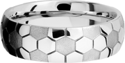 Cobalt chrome 7mm domed band with laser-carved soccer ball pattern