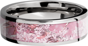 Cobalt chrome 7mm flat band with a 5mm inlay of Kings Pink Camo