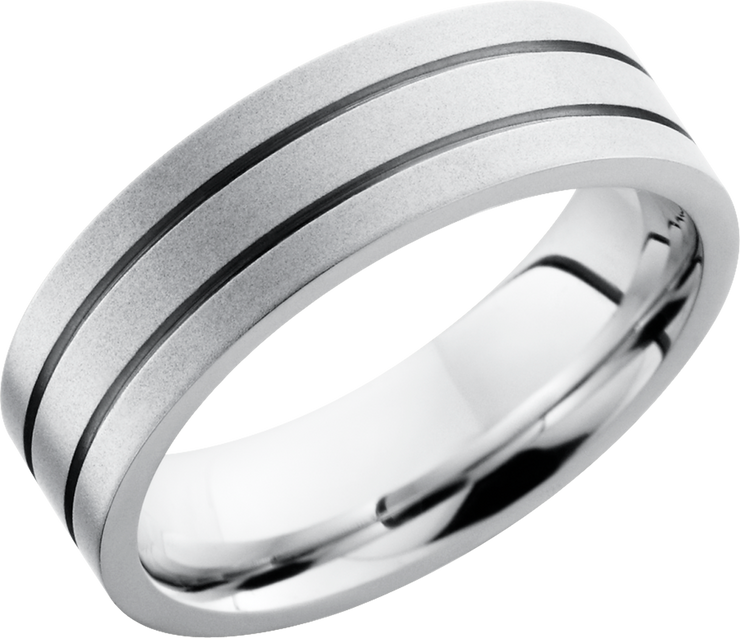 Cobalt chrome 7mm flat band with 2, .5mm grooves
