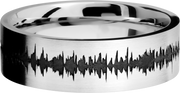 Cobalt chrome 7mm flat band with a laser-carved soundwave
