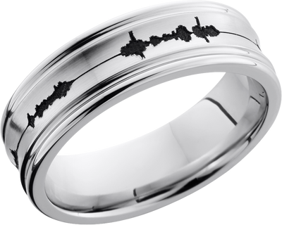 Cobalt chrome 7mm concave band with a laser-carved soundwave