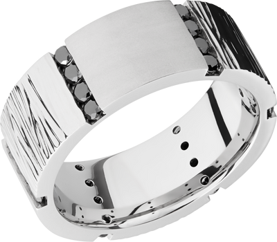 Cobalt chrome 8.5mm flat band with 24, .04ct channel-set black diamonds