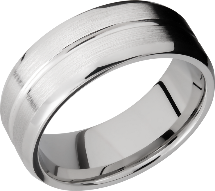 Cobalt chrome 8mm beveled band with a 1mm groove