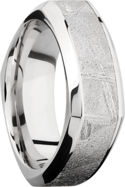 Cobalt chrome 8mm square beveled band with an inlay of authentic Gibeon Meteorite