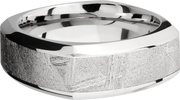Cobalt chrome 8mm square beveled band with an inlay of authentic Gibeon Meteorite