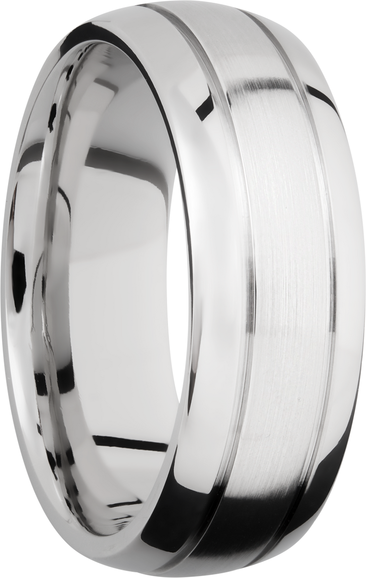 Cobalt chrome 8mm domed band with 2, .5mm grooves
