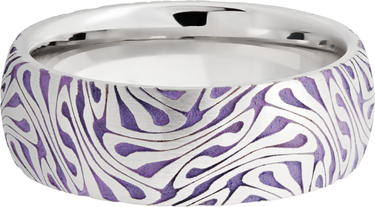 Cobalt chrome 8mm domed band with a laser-carved escher pattern featuring Bright Purple Cerakote in the recessed pattern