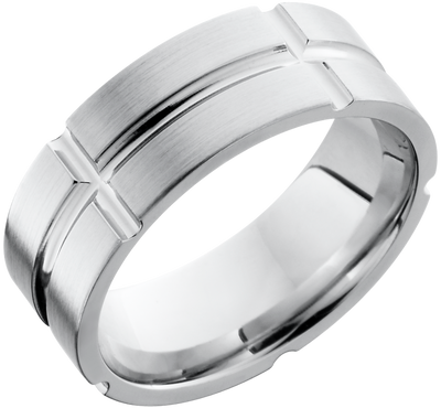 Cobalt chrome 8mm flat band with segmented detail