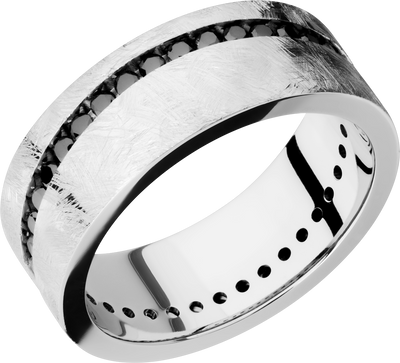 Cobalt chrome 8mm flat band with eternity black angled channel-set diamonds