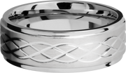 Cobalt chrome 8mm flat band with grooved edges and 3, .5mm sterling silver inlays